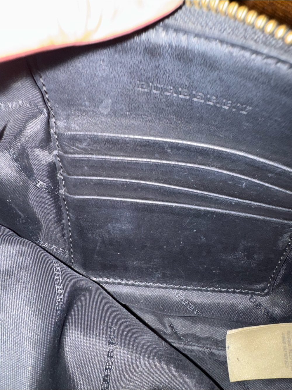 Burberry Peyton Black Trim Tan Check Crossbody Bag with Red Accent - Picture 7 of 8